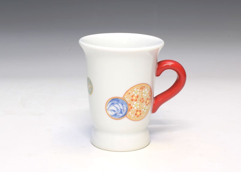 深川製磁 チョコレートカップ 寿赤絵 武者 箱 梅型 6号鉢 花形中付