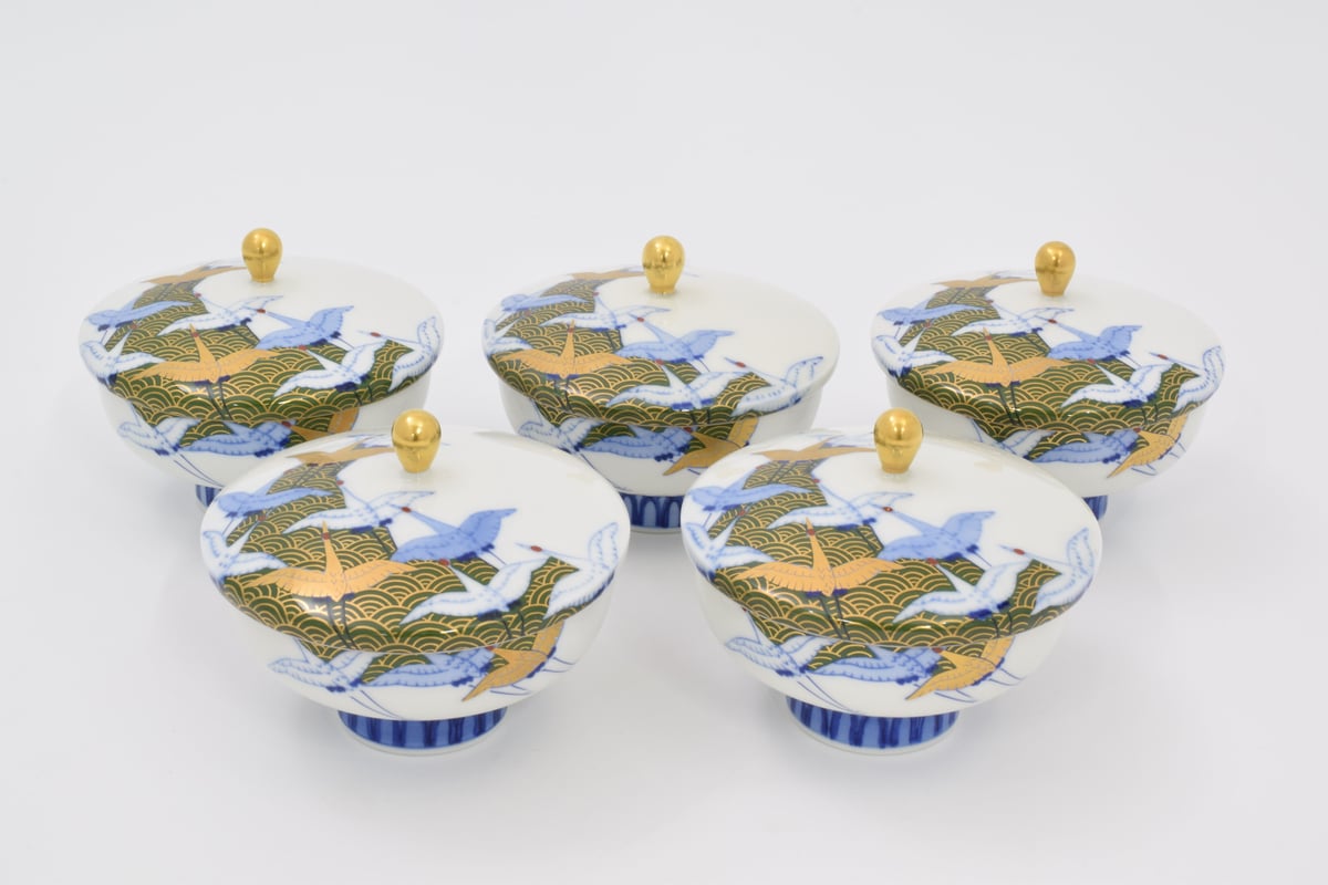 西海波鶴紋 汲出碗揃 (製造中止品） | WEB有田陶器市 ｜ 深川製磁