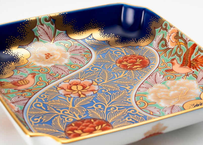 金襴手牡丹唐草瑠璃色 飾皿（アウトレット品） | WEB有田陶器市