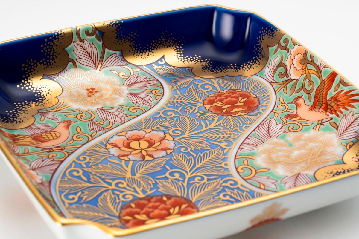 金襴手牡丹唐草瑠璃色 飾皿（アウトレット品） | WEB有田陶器市