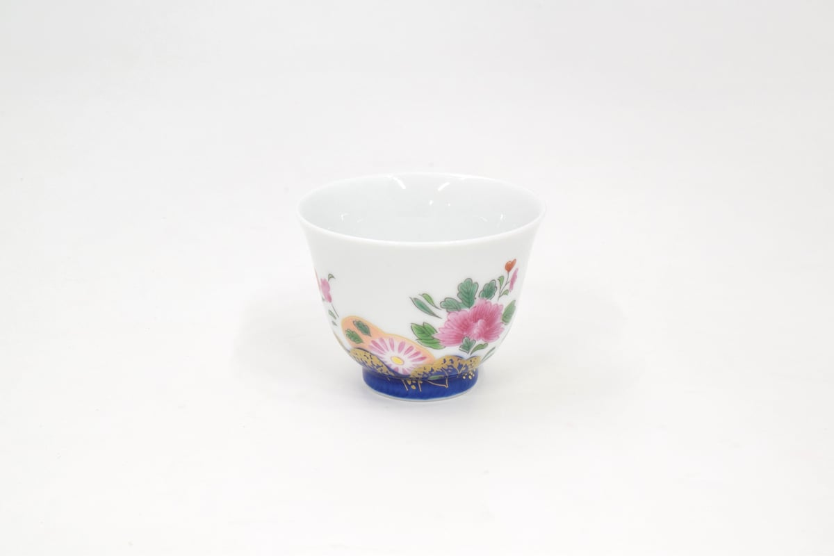 染錦絢爛草花絵 反玉露煎茶碗（アウトレット） | WEB有田陶器市