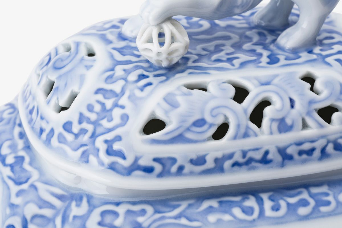 山水 獅子彫刻香炉（アウトレット品） | WEB有田陶器市 ｜ 深川製磁