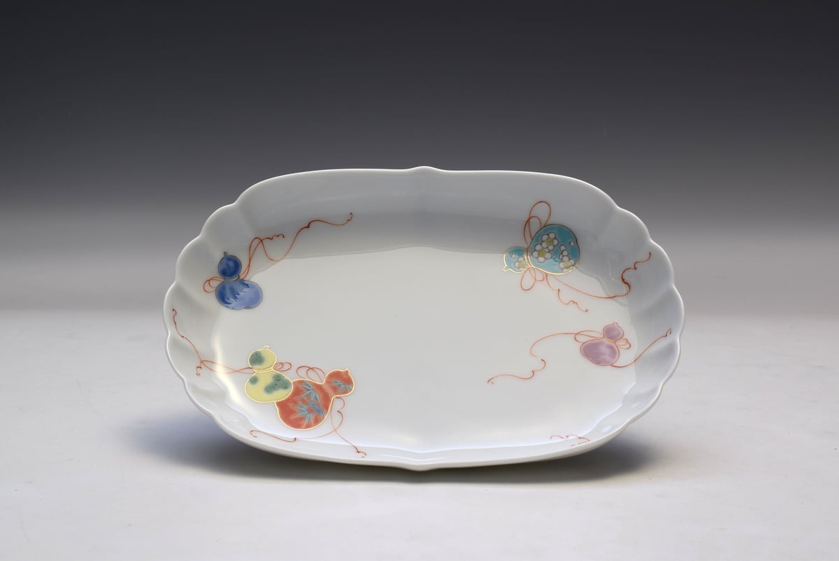 深川製磁 花ひょうたん 菊中割盛鉢 5枚 深川製磁 花ひょうたん 菊中割盛鉢 5枚