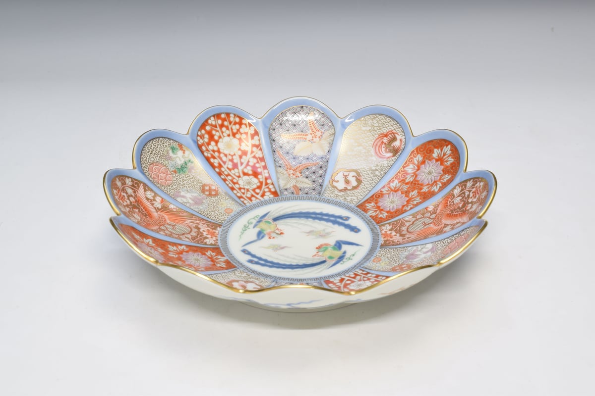 染錦金彩鳳凰 菊割親皿（アウトレット品） | WEB有田陶器市 ｜ 深川製