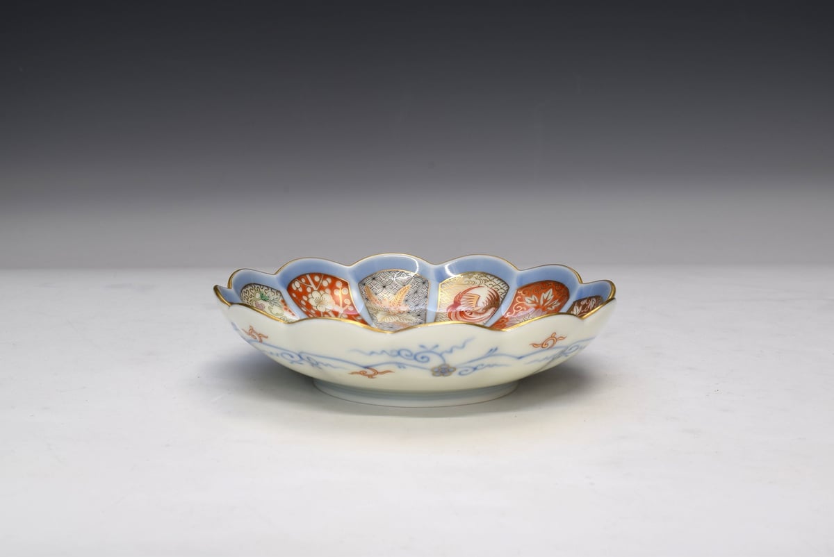 染錦金彩鳳凰 菊割取皿（アウトレット品） | WEB有田陶器市 ｜ 深川製
