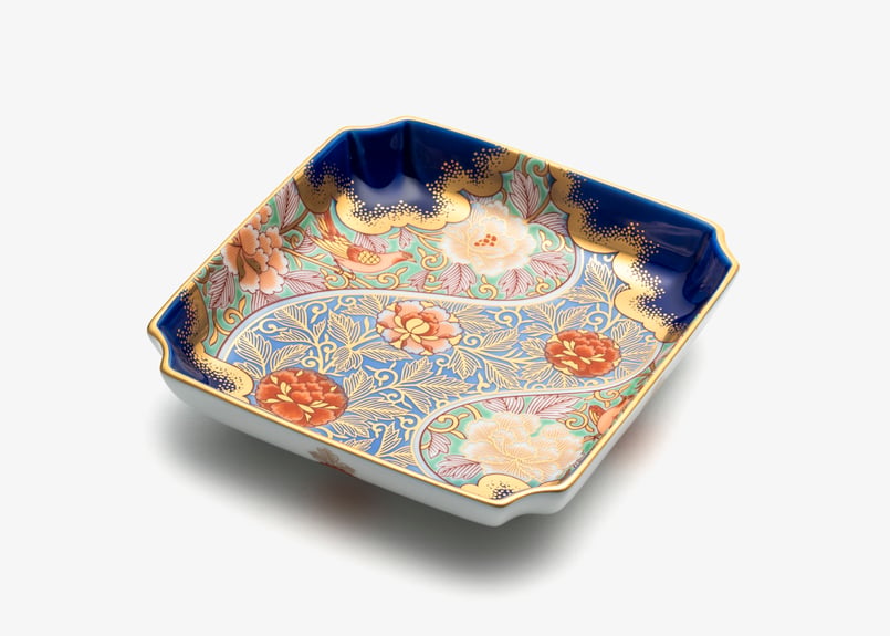 金襴手牡丹唐草瑠璃色 飾皿（アウトレット品） | WEB有田陶器市