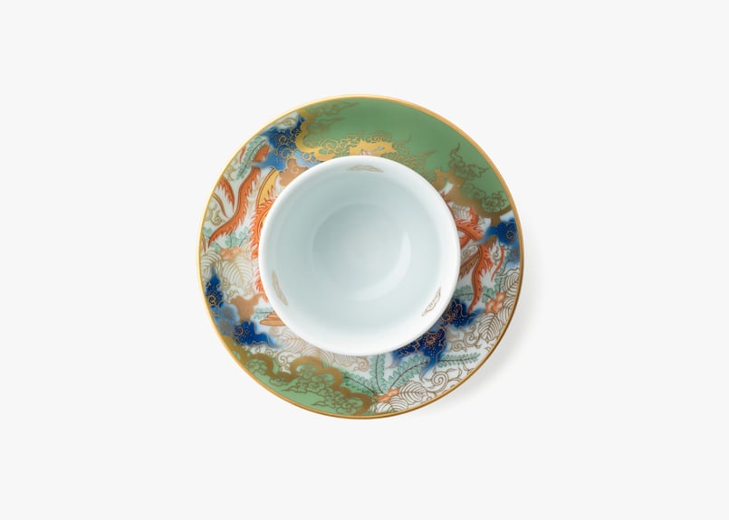 No.30011302 やきもの陶磁器　花鳥鳳凰文大皿 赤絵 鳳凰文大皿