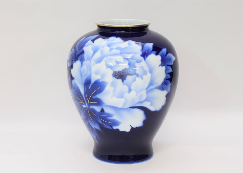 ルリ牡丹 F型9号花生（アウトレット品） | WEB有田陶器市 ｜ 深川製磁