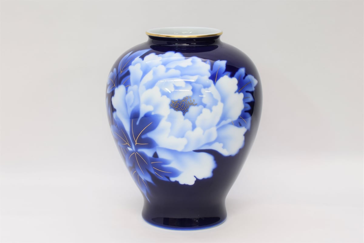 ルリ牡丹 F型9号花生（アウトレット品） | WEB有田陶器市 ｜ 深川製磁