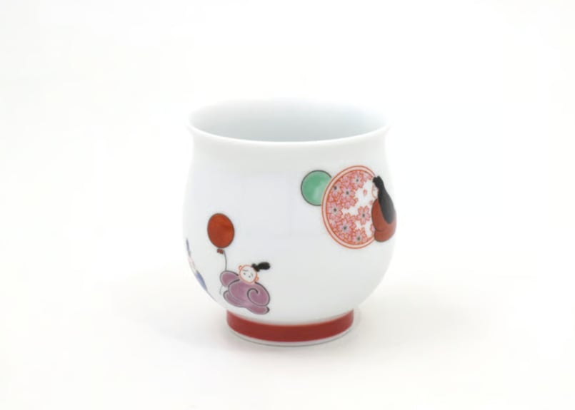 丸紋六歌仙（緋） 元型小湯呑（アウトレット品） | WEB有田陶器市