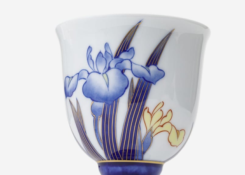 染錦花菖蒲 百合型ワインカップ（アウトレット品） | WEB有田陶器市