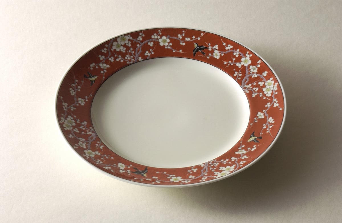 梅小鳥外濃（赤） ミート皿（アウトレット品） | WEB有田陶器市