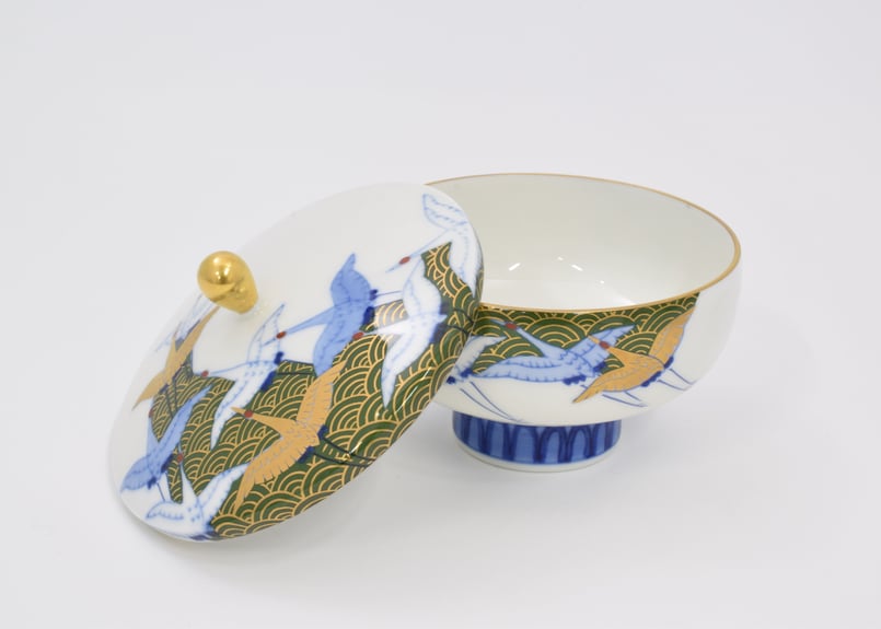 西海波鶴紋 汲出碗揃 (製造中止品） | WEB有田陶器市 ｜ 深川製磁