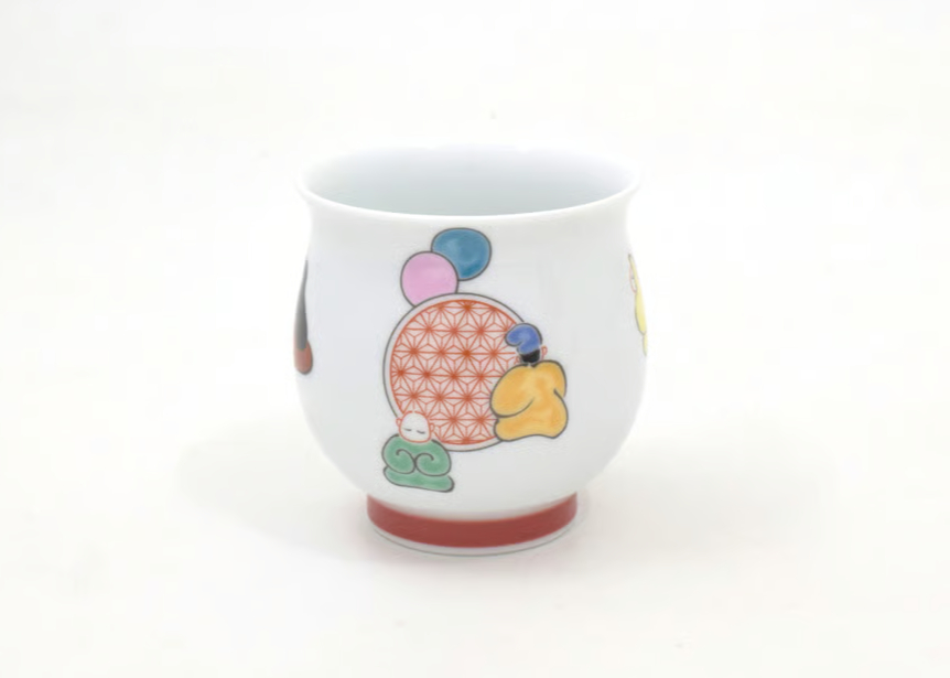 丸紋六歌仙（緋） 元型小湯呑（アウトレット品） | WEB有田陶器市