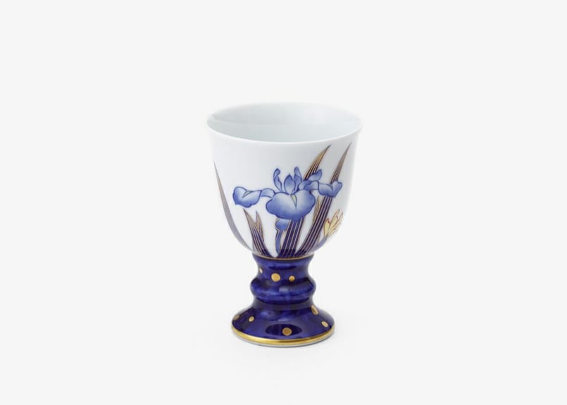 染錦花菖蒲 百合型ワインカップ（アウトレット品） | WEB有田陶器市