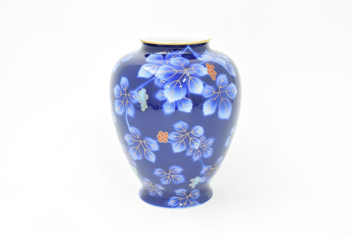 呉須ブドー 8号花生（アウトレット品） | WEB有田陶器市 ｜ 深川製磁