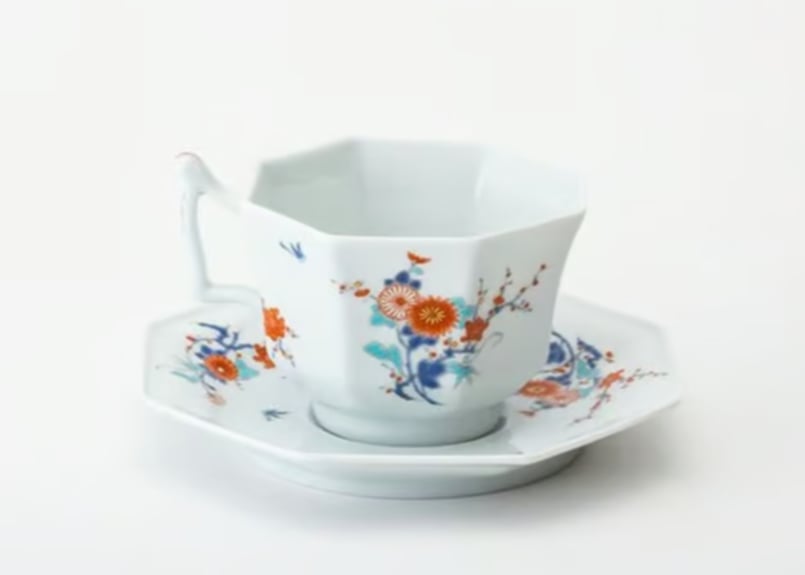 色絵花鳥紋 八角紅茶碗皿（アウトレット品） | WEB有田陶器市 ｜ 深川