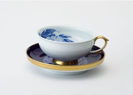 深川製磁　オリエンタルブルー　茶器揃い　ホワイト舟型茶托