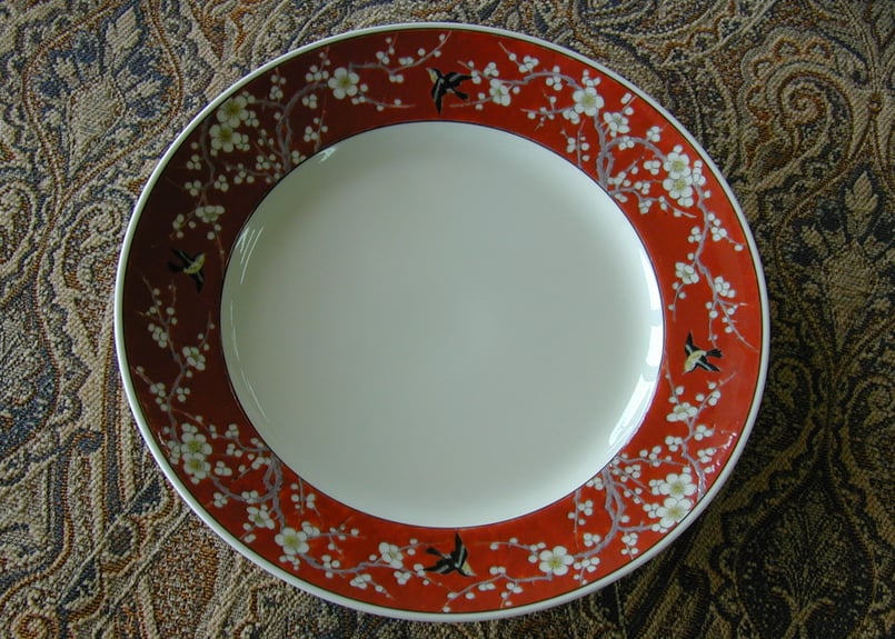梅小鳥外濃（赤） ミート皿（アウトレット品） | WEB有田陶器市