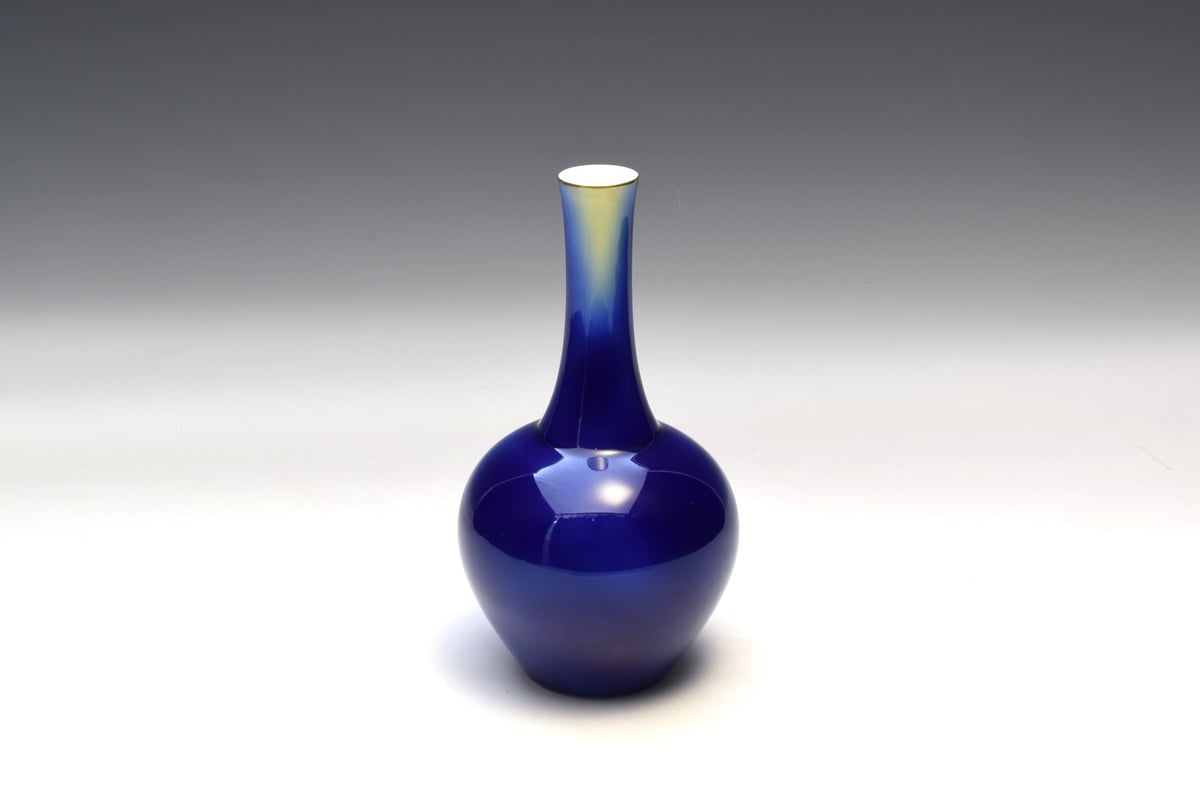 ルリ三彩 鶴首7号花生（アウトレット品） | WEB有田陶器市 ｜ 深川製磁