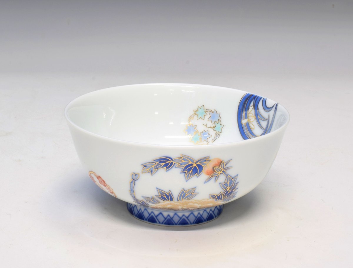 染錦花丸紋 飯碗(アウトレット品） | WEB有田陶器市 ｜ 深川製磁