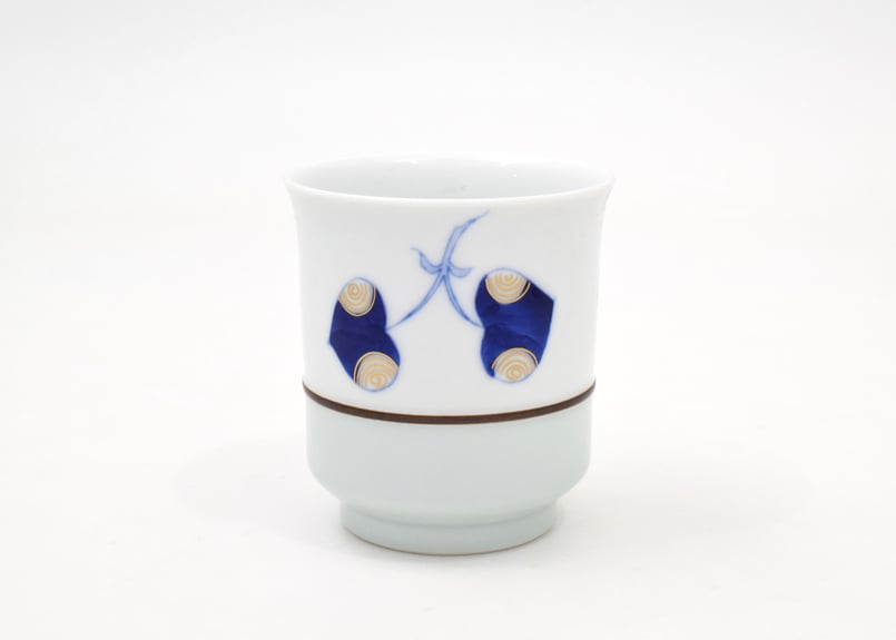 染錦双葉 蓋なし笹型大湯呑（アウトレット品） | WEB有田陶器市