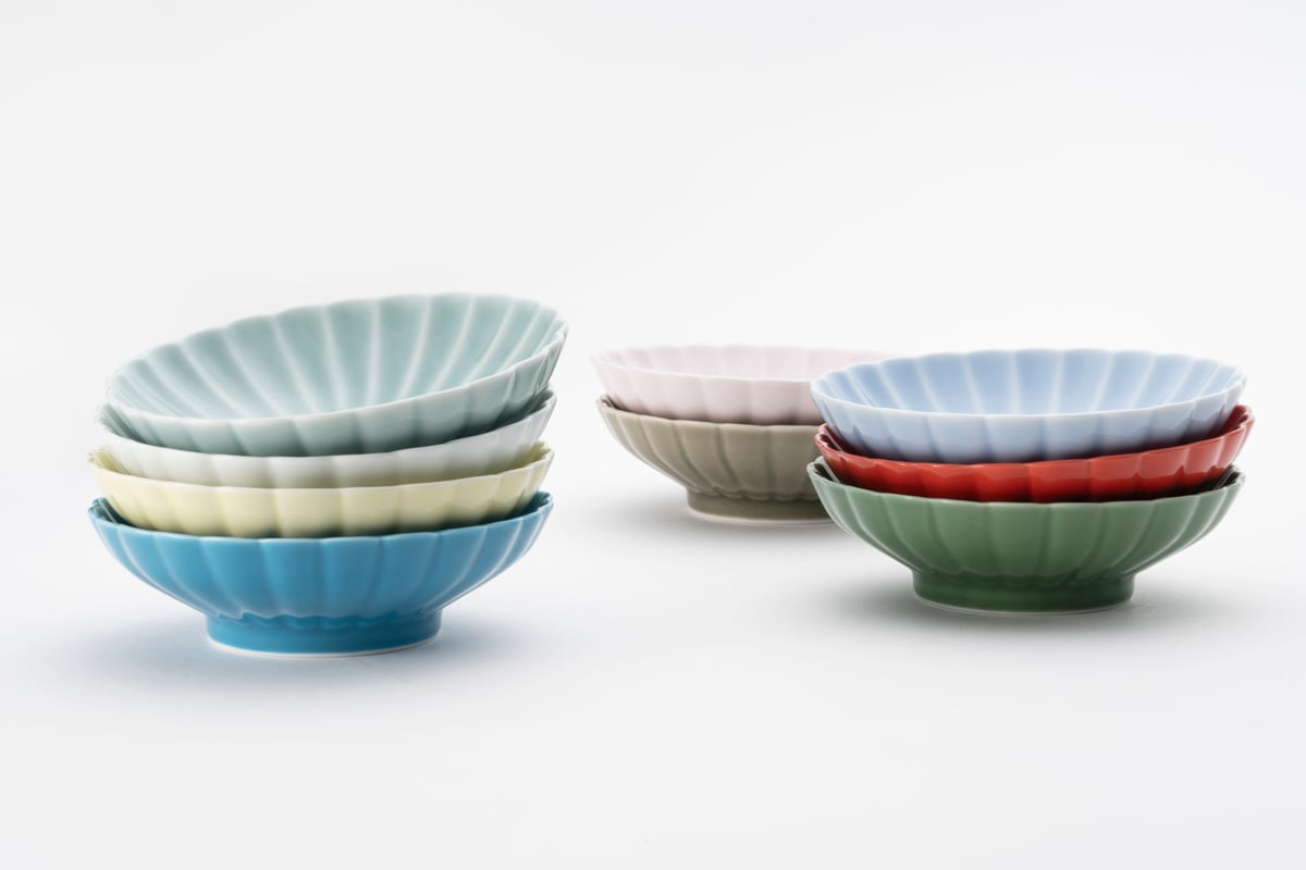 セール 深川製磁 釉三彩 菊割小付