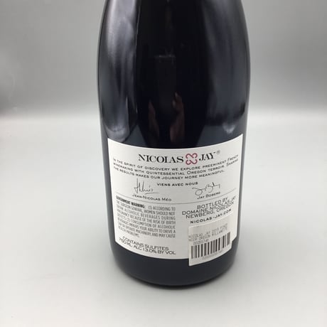 Willamette Valley  Pinot Noir 2015 Nicolas-Jay ウィラメット・ヴァレーPN　二コラ・ジェイ