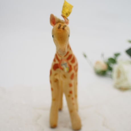 送料無料★シュタイフ★Giraffe 14cm オールID's完品★1968年製(最小サイズの)キリン/ベルベットの麒麟★アンティーク/ビンテージ★STEIFF/Steiff★