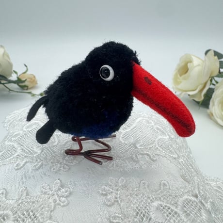 送料無料★シュタイフ★Woolen Raven 8cm★ぽんぽんカラス/烏/鴉/金属脚★ビンテージ/アンティーク★Steiff/STEIFF