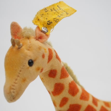 送料無料★シュタイフ★Giraffe 14cm オールID's完品★1968年製(最小サイズの)キリン/ベルベットの麒麟★アンティーク/ビンテージ★STEIFF/Steiff★