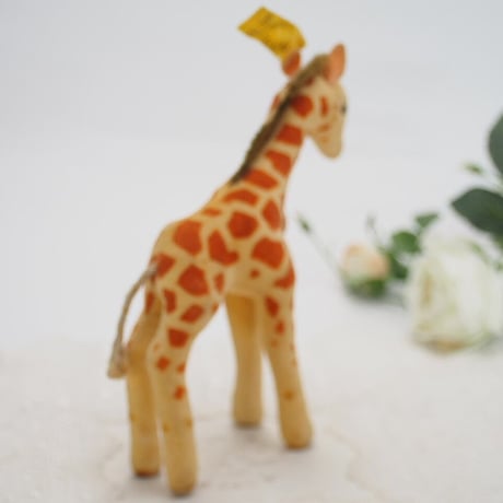 送料無料★シュタイフ★Giraffe 14cm オールID's完品★1968年製(最小サイズの)キリン/ベルベットの麒麟★アンティーク/ビンテージ★STEIFF/Steiff★
