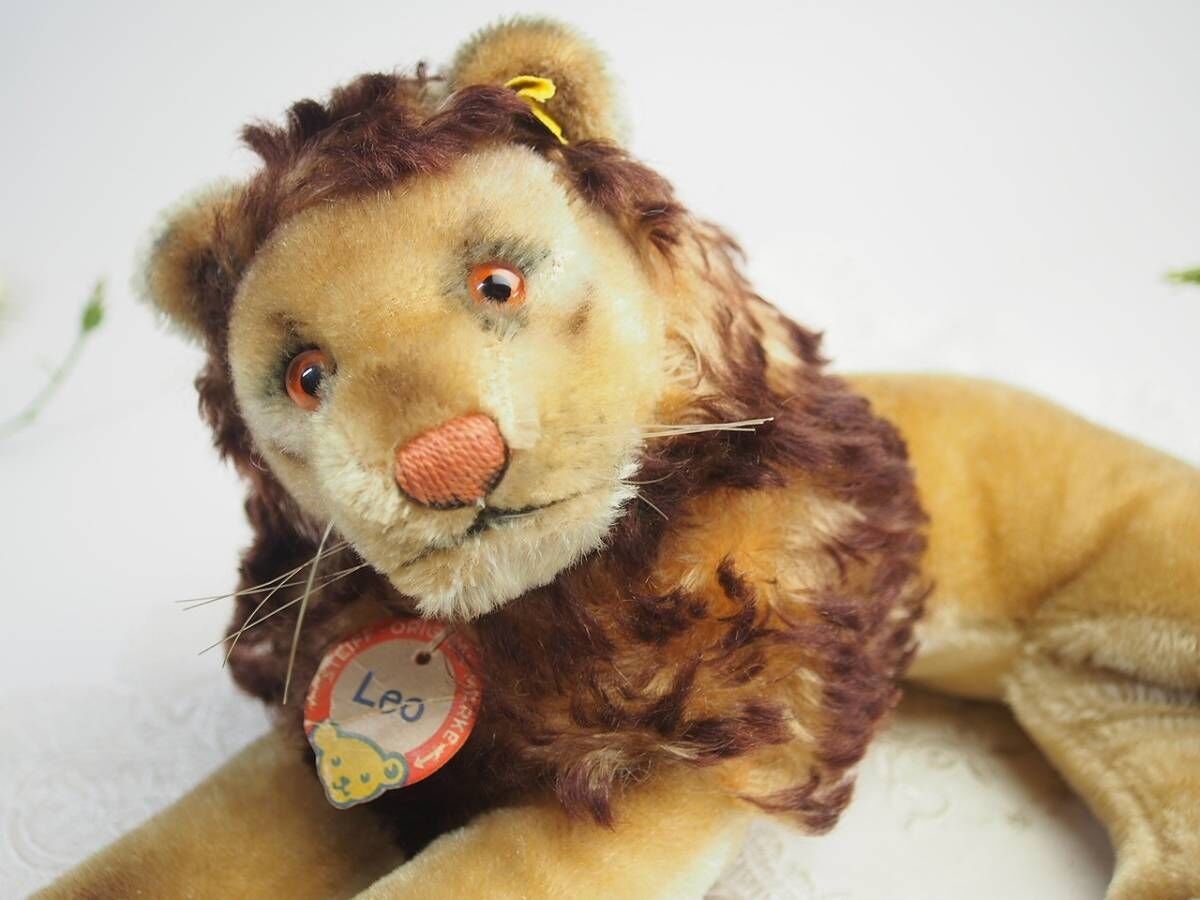 送料無料★シュタイフ★Leo Lion 22cm オールID's完品★(初期№タグ付き)レオライオン/寛ぎポーズのライオン★STEIFF★
