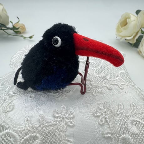送料無料★シュタイフ★Woolen Raven 8cm★ぽんぽんカラス/烏/鴉/金属脚★ビンテージ/アンティーク★Steiff/STEIFF