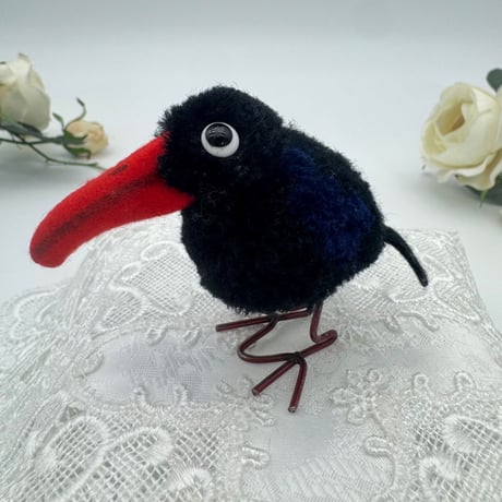 送料無料★シュタイフ★Woolen Raven 8cm★ぽんぽんカラス/烏/鴉/金属脚★ビンテージ/アンティーク★Steiff/STEIFF