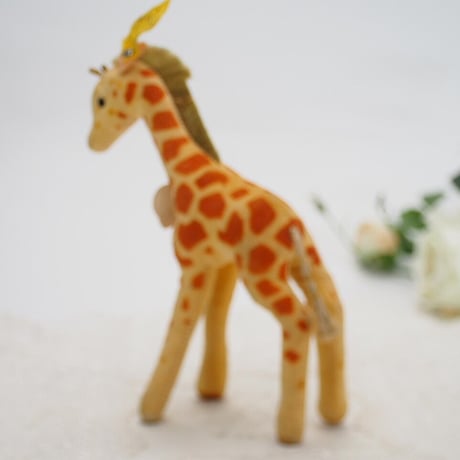 送料無料★シュタイフ★Giraffe 14cm オールID's完品★1968年製(最小サイズの)キリン/ベルベットの麒麟★アンティーク/ビンテージ★STEIFF/Steiff★