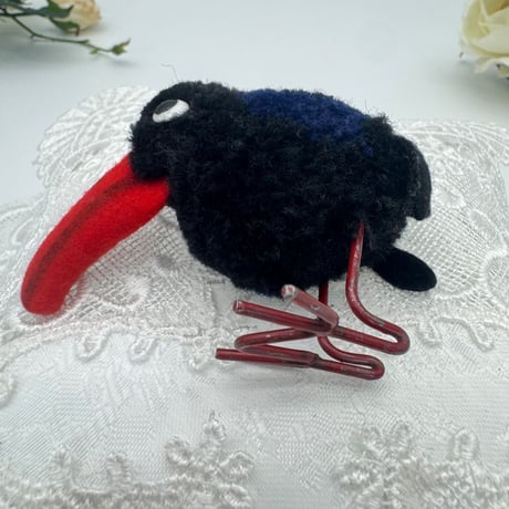 送料無料★シュタイフ★Woolen Raven 8cm★ぽんぽんカラス/烏/鴉/金属脚★ビンテージ/アンティーク★Steiff/STEIFF