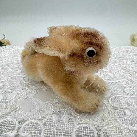 送料無料★シュタイフ★Lying Rabbit 6cm★(最小サイズ)くつろぎラビット/兎/うさぎ★ビンテージ/アンティーク★Steiff/STEIFF