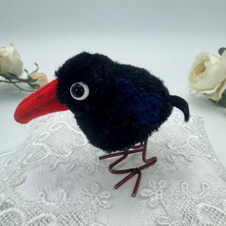 送料無料★シュタイフ★Woolen Raven 8cm★ぽんぽんカラス/烏/鴉/金属脚★ビンテージ/アンティーク★Steiff/STEIFF