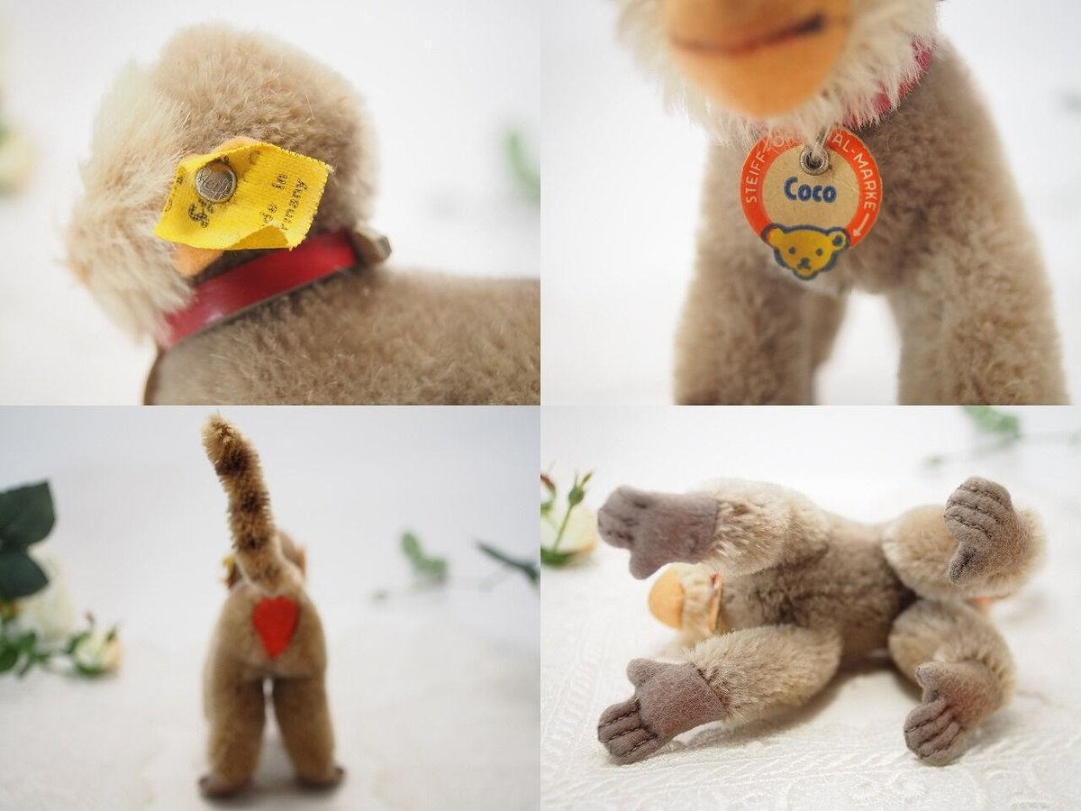 シュタイフ★(最小サイズ)Baboon Coco 10cm オールID's完品★ヒヒのココ★ビンテージ/アンティーク★STEIFF/Steiff