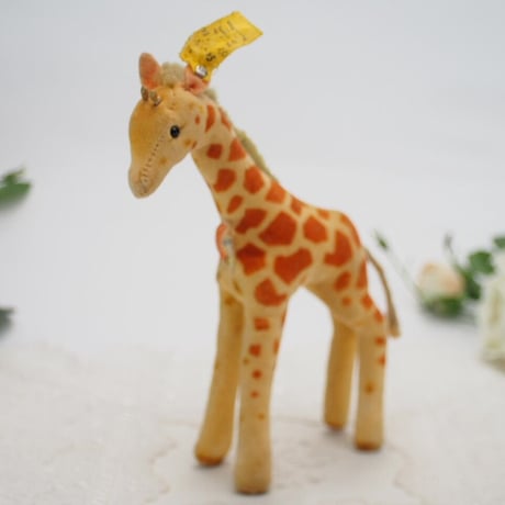 送料無料★シュタイフ★Giraffe 14cm オールID's完品★1968年製(最小サイズの)キリン/ベルベットの麒麟★アンティーク/ビンテージ★STEIFF/Steiff★