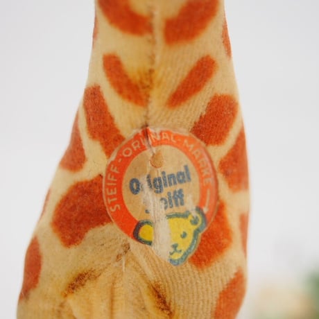 送料無料★シュタイフ★Giraffe 14cm オールID's完品★1968年製(最小サイズの)キリン/ベルベットの麒麟★アンティーク/ビンテージ★STEIFF/Steiff★