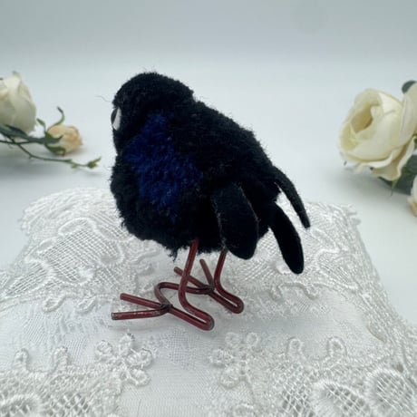 送料無料★シュタイフ★Woolen Raven 8cm★ぽんぽんカラス/烏/鴉/金属脚★ビンテージ/アンティーク★Steiff/STEIFF