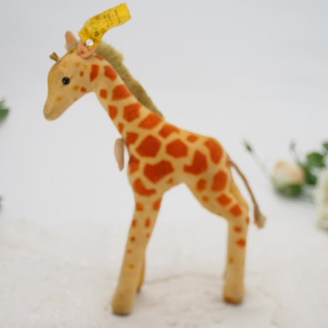 送料無料★シュタイフ★Giraffe 14cm オールID's完品★1968年製(最小サイズの)キリン/ベルベットの麒麟★アンティーク/ビンテージ★STEIFF/Steiff★