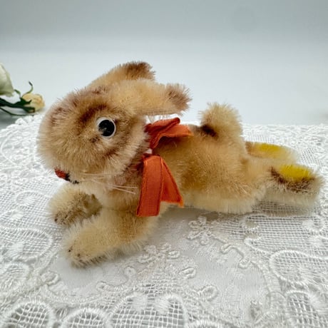 送料無料★シュタイフ★Lying Rabbit 6cm★(最小サイズ)くつろぎラビット/兎/うさぎ★ビンテージ/アンティーク★Steiff/STEIFF