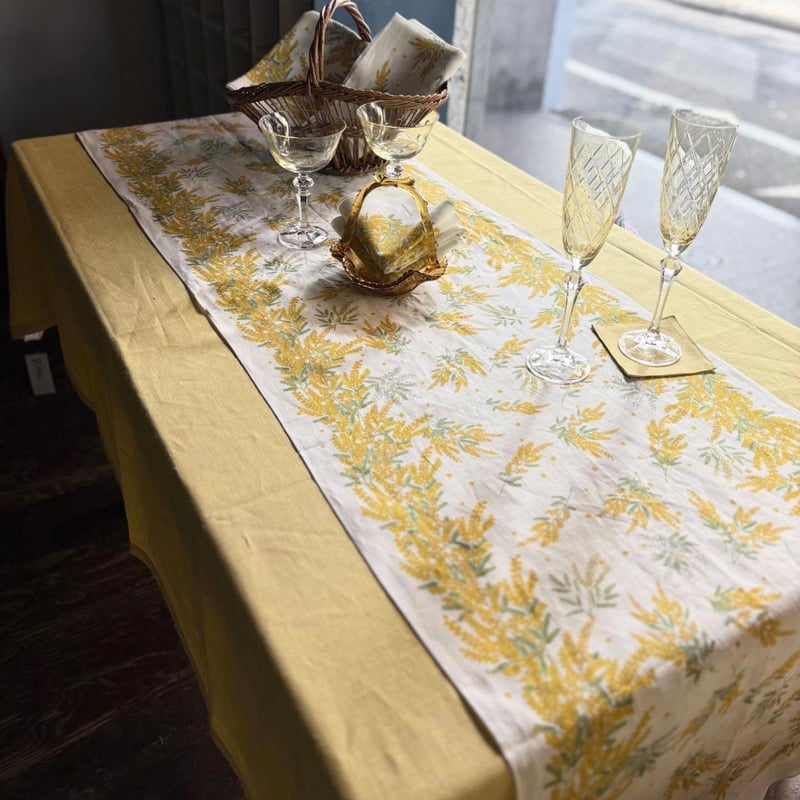 リネンテーブルランナー / Aミモザ・B ハーブ | botanart