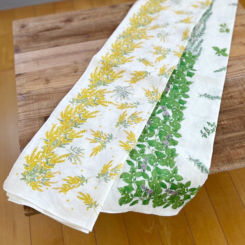 リネンテーブルランナー / Aミモザ・B ハーブ | botanart