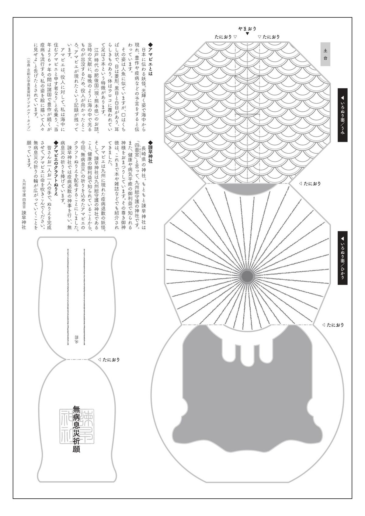 アマビエ　手作り　壁面　壁掛け　無病息災 アマビエ 手作り 壁面 壁掛け 無病息災 リハビリデイ休屋