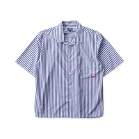 XOSYSTEM｜XO FUNNY LOGO OPEN SHIRT ｜WHT/BLK STRIPE