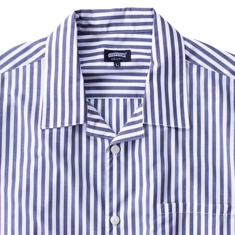 XOSYSTEM｜XO FUNNY LOGO OPEN SHIRT ｜WHT/BLK STRIPE